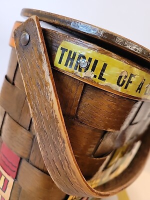 Vintage 1960's Caro Nan Hand Painted Wood Woven Basket Purse NY