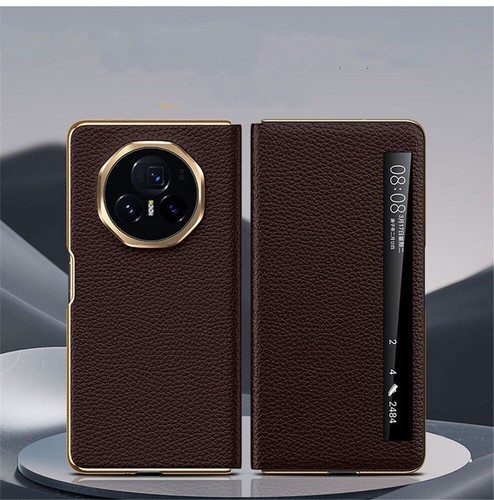 Genuine Cowhide Leather Magnetic Case for Honor Magic V3 Matte Business Cover - 第 9/29 張圖片