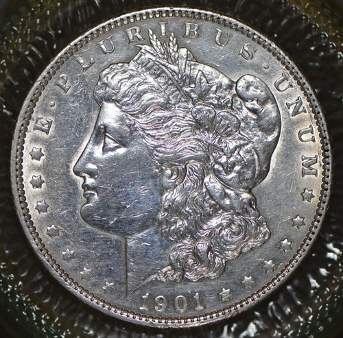 1901 Morgan Silver Dollar Nearly Uncirculated Beautiful Cleaned Old Album Coin - Picture 3 of 8