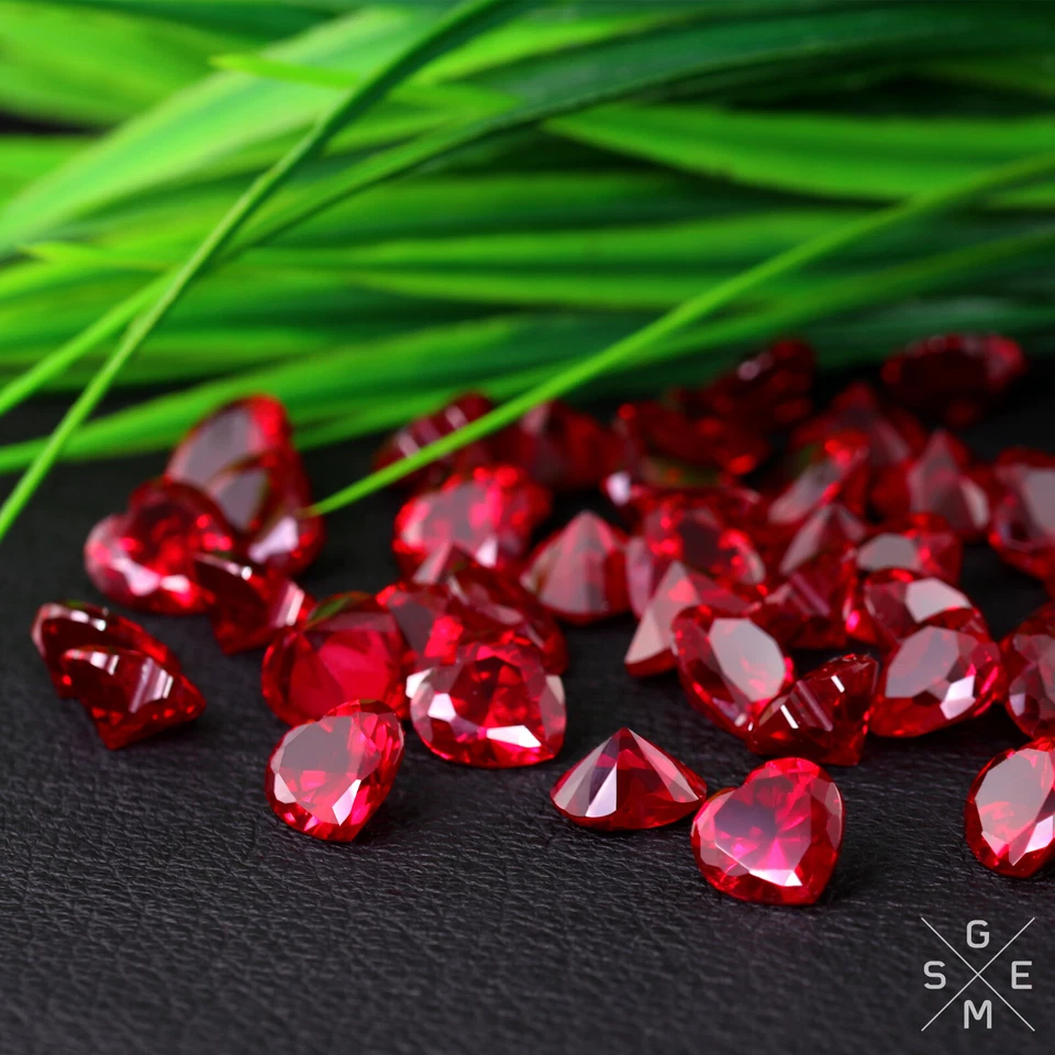 Ruby Genuine Top Quality Created Corundum Heart Cut Synthetic Red Loose Gemstone - Image 4 of 4
