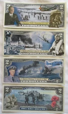 USA 4 $2 Colorized Banknote Victories World War II Invasion Normandy D-Day