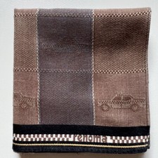 VINTAGE HANDKERCHIEF MEN'S BROWN NEW YORK TAXI COTTON POCKET SQUARE 17" B0198