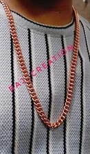 Pure Copper Heavy Chain Curb Link Biker Arthritis Copper Necklace Chain 9mm