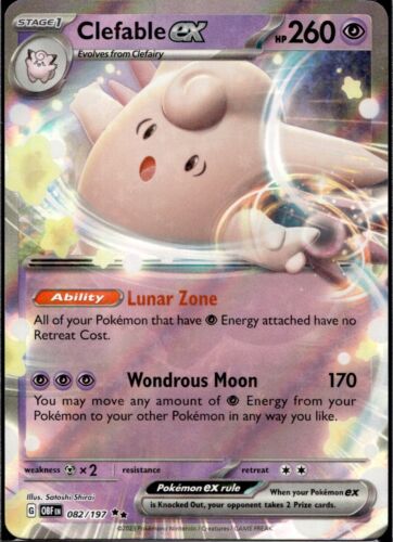 Clefable ex 082/197 Holo Obsidian Flames Pokémon Card NM - Picture 1 of 2