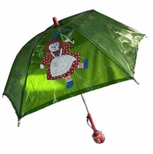 Vintage 1972 Raggedy Ann Umbrella Transparent Green by Bobbs Merrill Rare AS IS