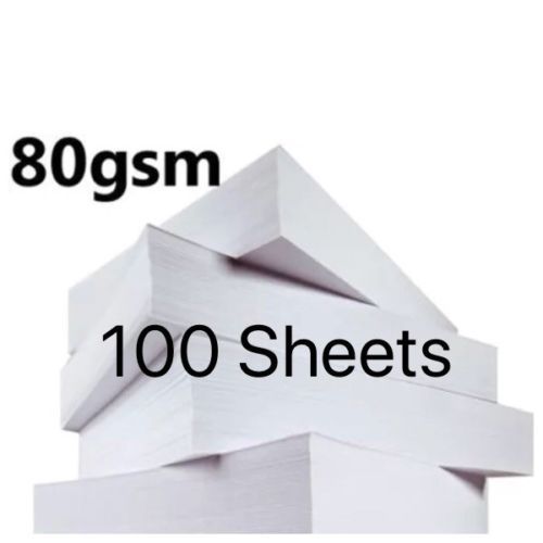 100 Sheets A4 80gsm Paper Bright White Printer Copier Office Home Copy