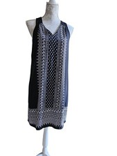 Old Navy Womens Black & White Sleeveless Shift Dress Size M Rayon