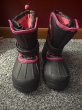 Athletech Black Polka Dot Snow Boots Pink Fleece Lined Size 2M