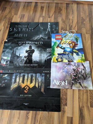 Spiele-Papiertaschen Skyrim & Rage , DOOM3 & Dishonret, Lego, AION (Gamescom)