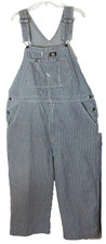 Dickies Jean Bib Overalls 38 Blue/White Stripe Converted to Capri  s VGUC