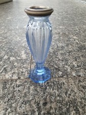 Portafiori Vaso Blu  vetro Altezza 13 Cm Vintage