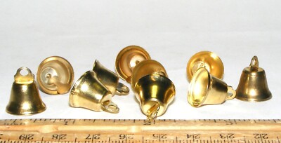 10 pcs miniature Christmas 1/2'' bright goldtone brass bells with tiny clappers