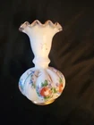 Fenton Charleston 1940’s Hand Painted Roses With Gold Trim Melon Vase