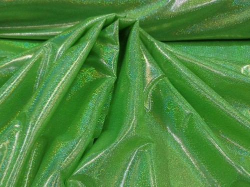 Neon Green Sparkly Iridescent Hologram Glossy Stretch Fabric - Sold by the Yard - Picture 6 of 6