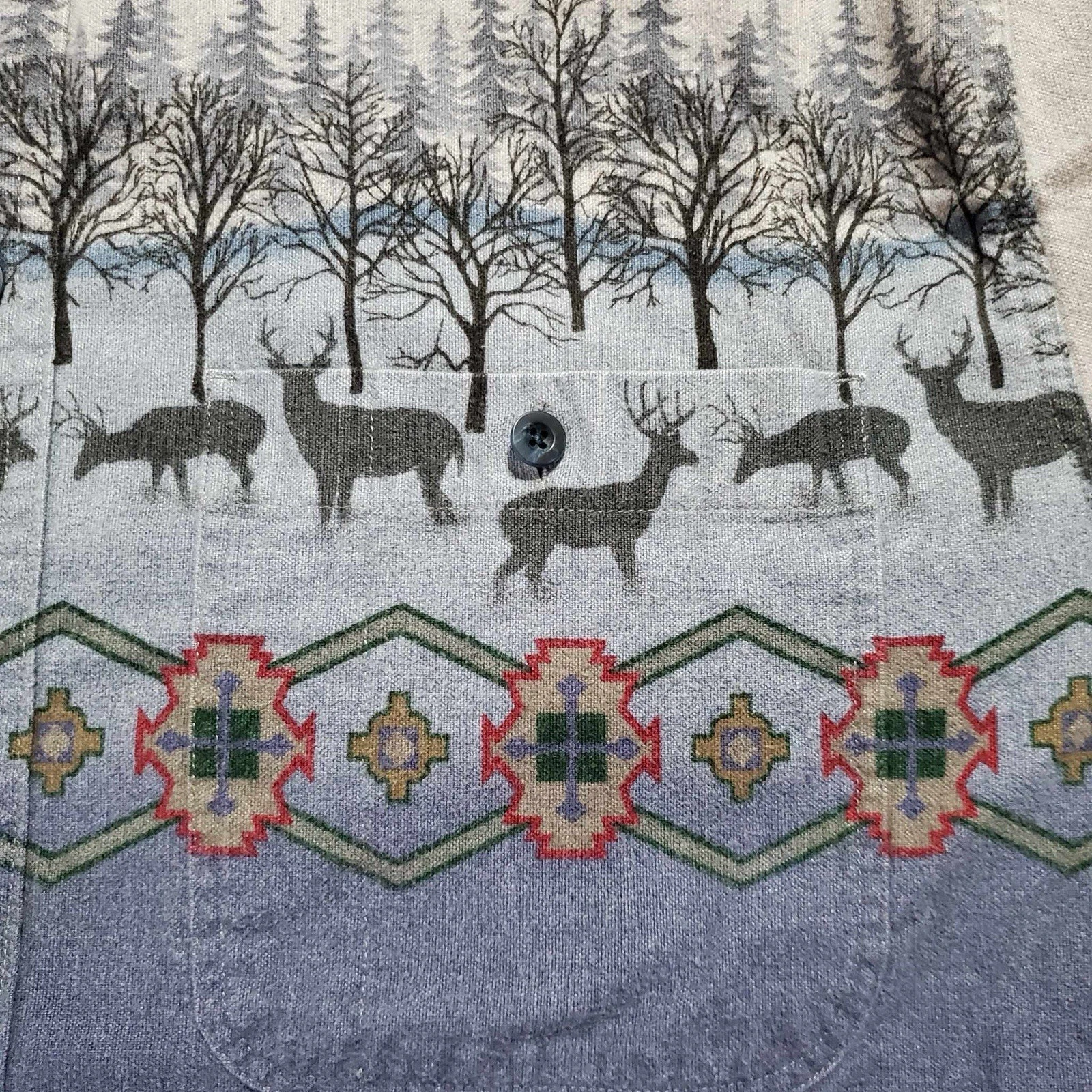 Vintage Cabelas Legendary Flannel All Over Print Deer AOP RARE Mens Large L
