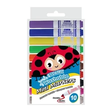 BAZIC 10 Colors Broad Line Mini Washable Markers, pack of 24