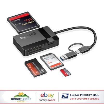 USB-C Memory Card Reader with Simultaneous Multi-Card Reading Capability