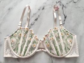 Victoria's Secret Dream Angels Set Daisy Chain Embroidered Balconette Bra Thong