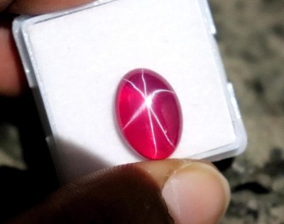 8.05 Ct Certified Natural FL Red Star Ruby 6 Rays Oval Cabochon Loose Gemstone