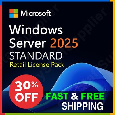 Windows Server 2025 STANDARD 24 Core License +10 Access CALs - NEW SEALED PACK