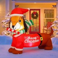 5FT Christmas Inflatable Dachshund Dog LED Yard Decor
