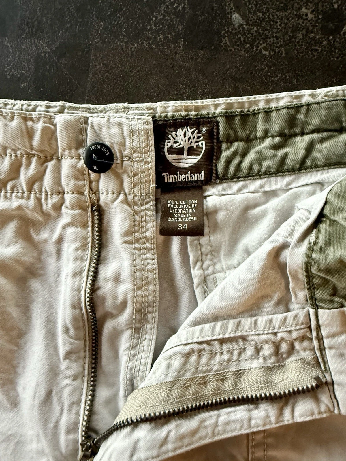 Timberland Y2K Pantaloncini Cargo Uomo Taglia 34 Khaki Gorpcore Pesca Escursioni Campeggio