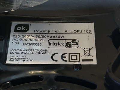 Saftpresse Power Juicer Fast Neu OPJ 103