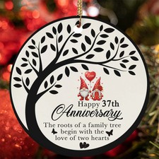 Happy 37th Anniversary Ornament Gnome Couple Tree Art 37 Year Christmas Gift