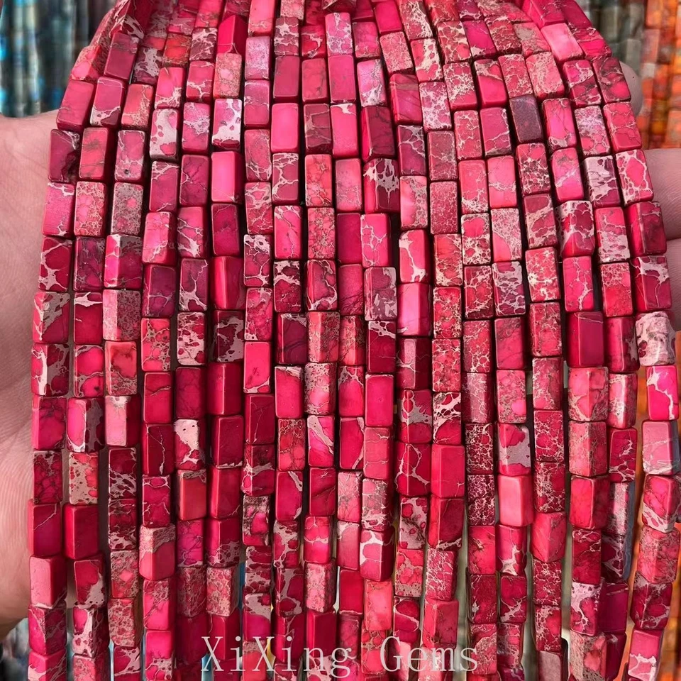 4x8mm Red Cuboid Tube Natural Sea Sediment Jaspers Beads for Jewelry Making DIY - Image 3 of 4