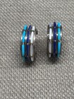 Earrings Sterling Silver with Blue Colorful lines cuff vintage Indian tribe — photo 7