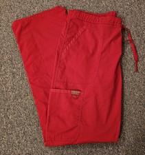 Cherokee Authentic Workwear Scrub Pants L Tall Red 5 Pocket Poly Rayon Spandex
