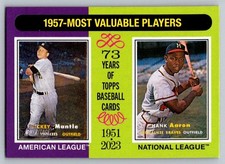 2024 Topps Heritage #190 1957 most valuable Players Mantel Aaron
