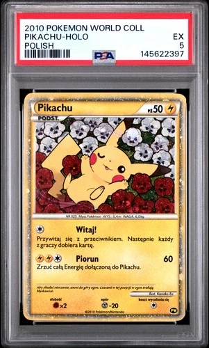 2010 POKEMON WORLD COLLECTION POLISH PIKACHU-HOLO PSA 5