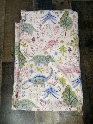 Pottery Barn Floral Dino Organic Toddler Bed Flat Sheet Dinosaurs