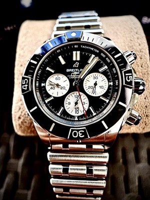 Breitling Super Chronomat B01 44 Black Dial Steel Men's Watch AB0136