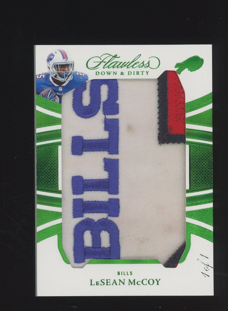 2025 Flawless Down & Dirty Emerald LeSean McCoy Bills Team Logo Patch 1/1 view 1