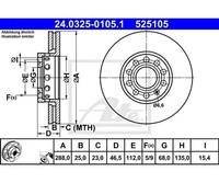 2 St. Bremsscheibe Powerdisc Ate 24.0325-0105.1 FüR Audi A4