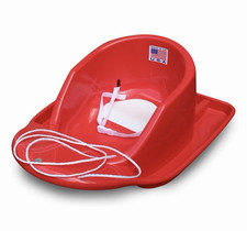 Flexible Flyer Kids Plastic Sled Red/White w Pull Rope  Safety Belt