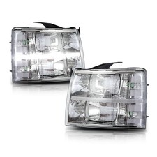 LED DRL Headlamp Assembly For Silverado 1500 2500 3500 HD 2007-2014 Chrome Clear