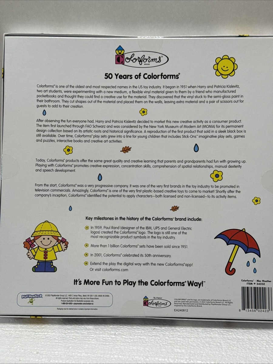 Color Forms Ages 4-8 Girls Colorforms Miss Weather Dress-Up