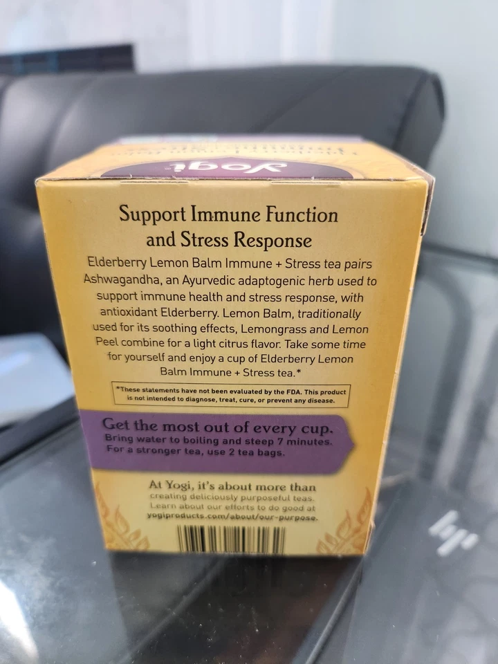 Paquete de 2 bolsas de té de hierbas Yogi Tea saúco saúco limón inmune plus estrés 32 unidades Foto 2 de 3