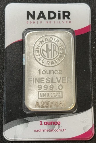 1 Oz .999 Silver Nadir Metal Refinery Bar ~ Sealed in Assay Card Serial Numbers!
