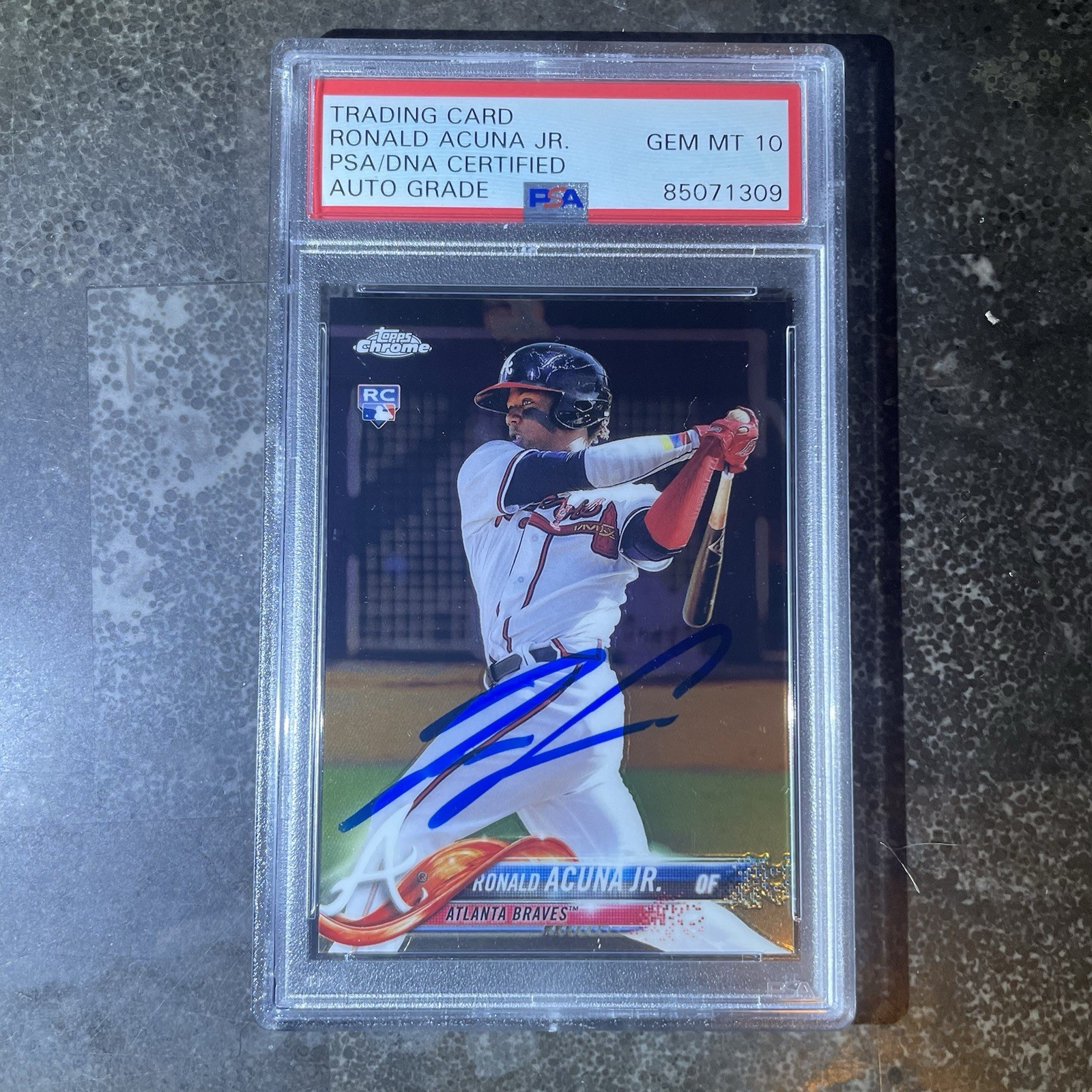 2018 Topps Chrome Refractor #193 Ronald Acuna Jr. RC PSA/DNA Auto GEM MINT 10