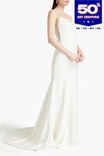RRP €1672 THEIA Wedding Gown US2 UK6 IT38 XS Lace-Up Sides Ivory Train Back
