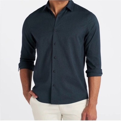 Artefact NEW Men s Nolan Stretch Jaspe Button Down Shirt Teal Green in M Tall