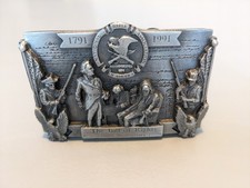Vintage NRA Silver Tone Patriotic 200th Anniversary Bill Of Rights Belt Buckle