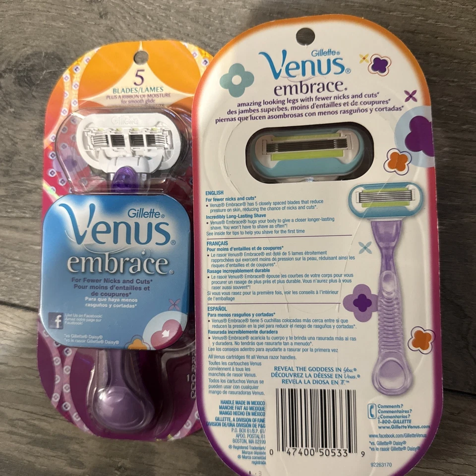 2x NUEVA Afeitadora Gillette Venus Embrace 5 Hojas 1 MANGO 1 Cartucho Ea Box Foto 2 de 2