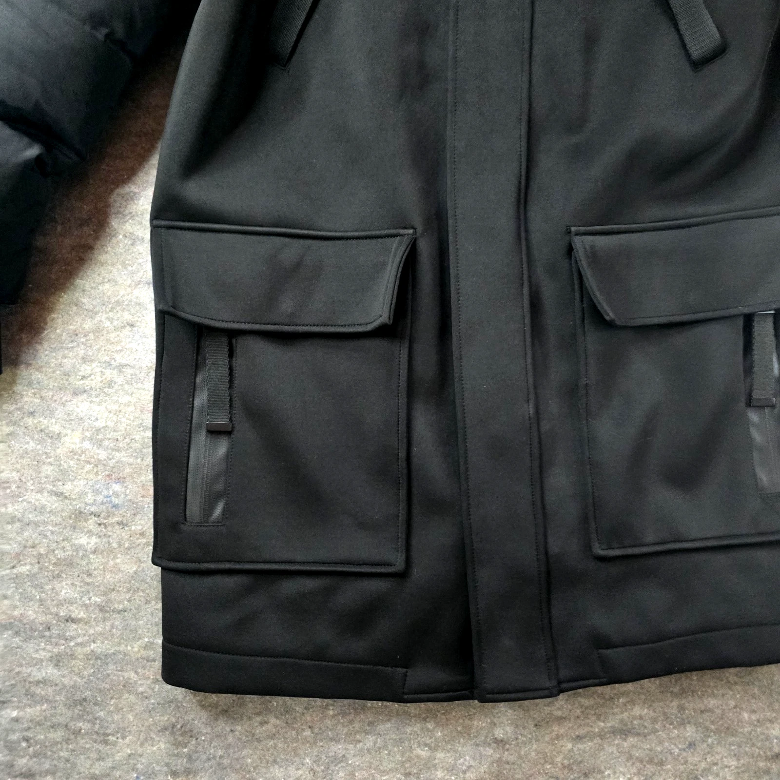 Alexander Wang x H&M Black Neoprene Parka Coat Mens Size S *no hood* image 8
