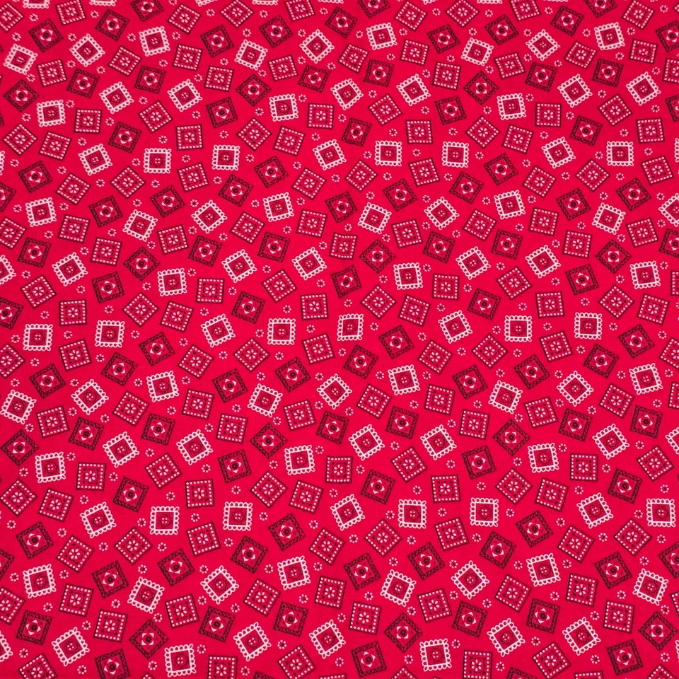 Cotton Quilt Fabric 35"x52" Red Bandana Print Western - Image 3 of 4