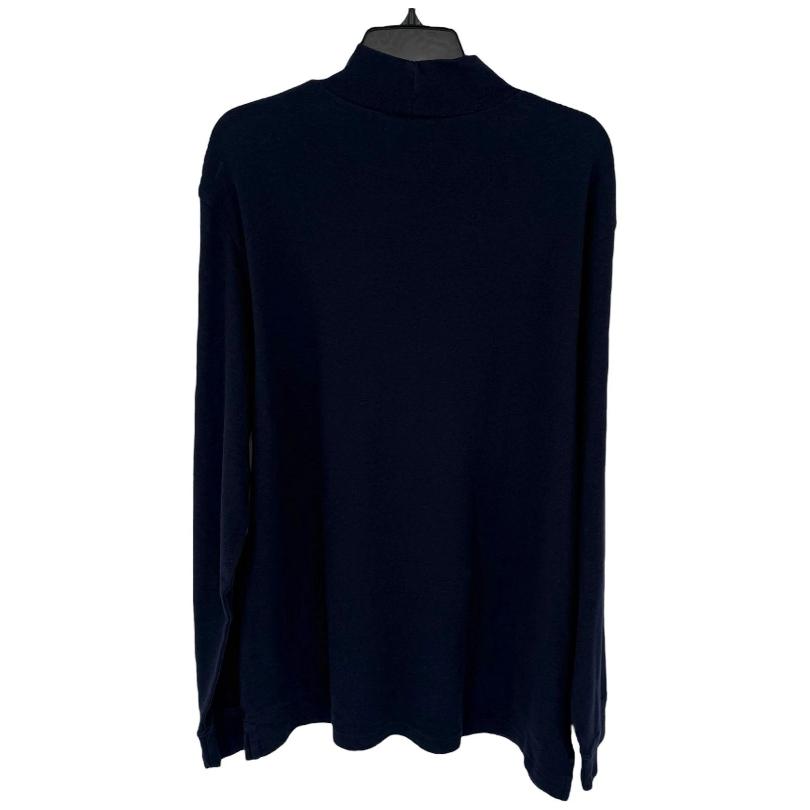 90s Y2K VTG Land's End Turtleneck Long Sleeve Shirt Men L Navy Cotton Base Layer